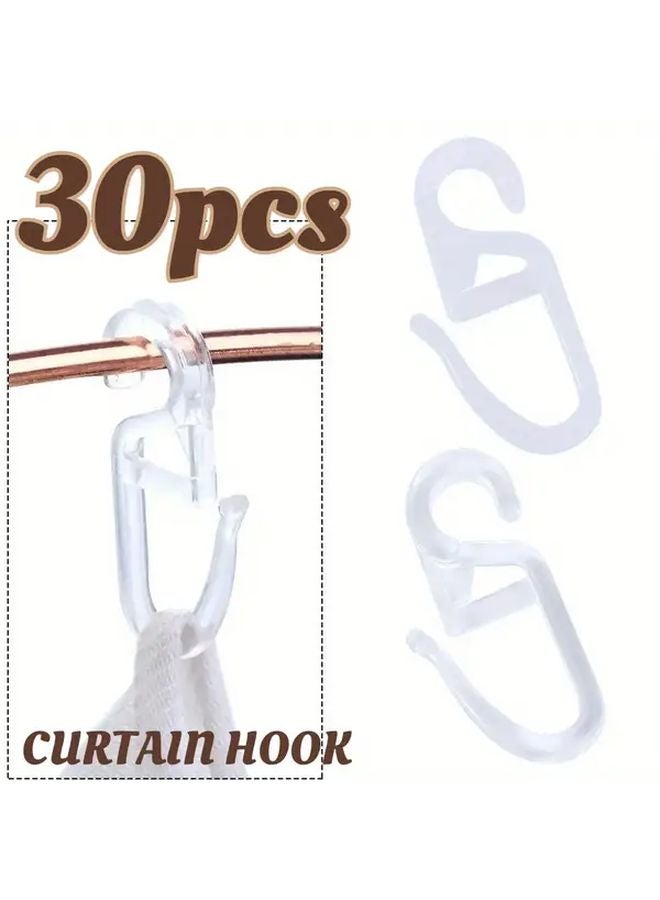 30pcs Transparent Plastic Curtain Hooks Durable Easy Install Wall Mount for Home Decor - Image 2