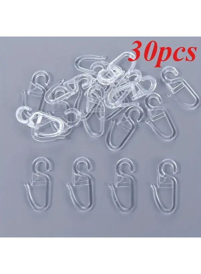 30pcs Transparent Plastic Curtain Hooks Durable Easy Install Wall Mount for Home Decor - Image 1
