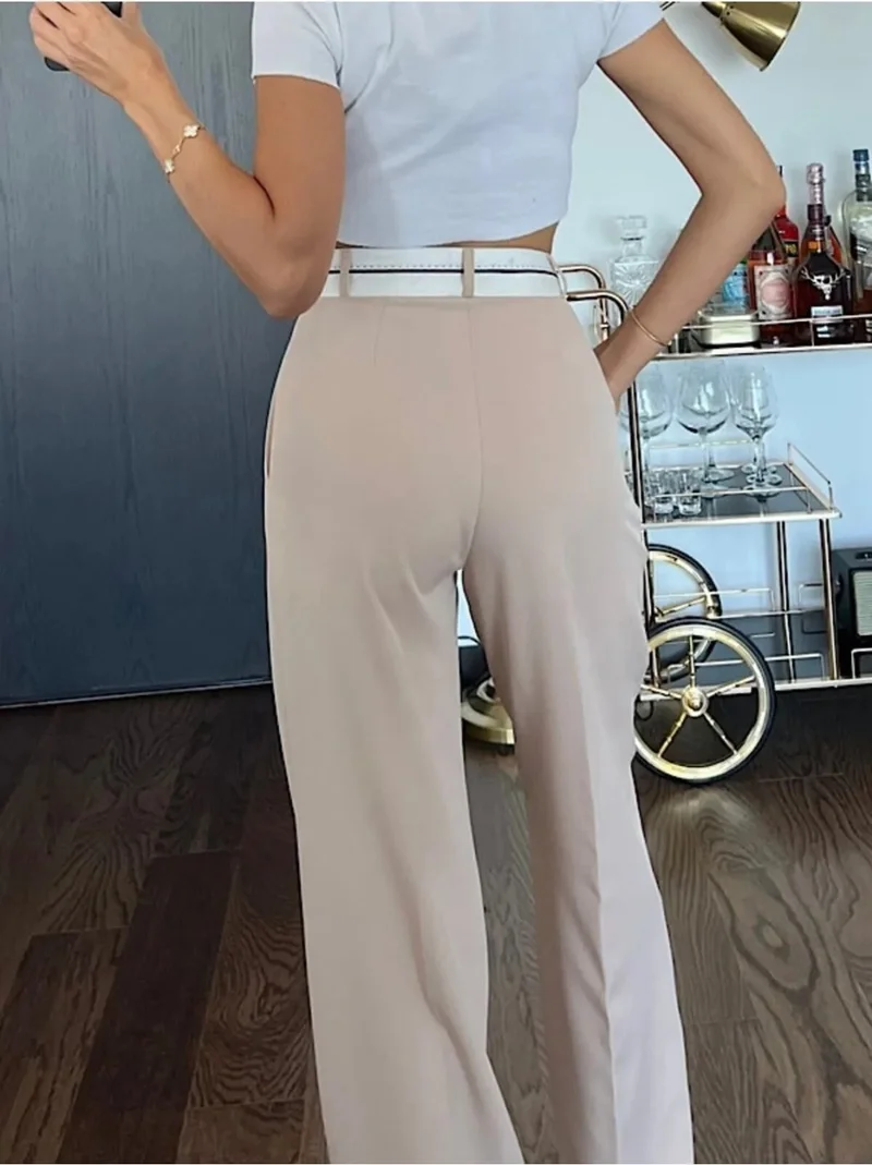 Işılda Fashion Women's Clothing Belt Detail Palazzo Fabric Trousers