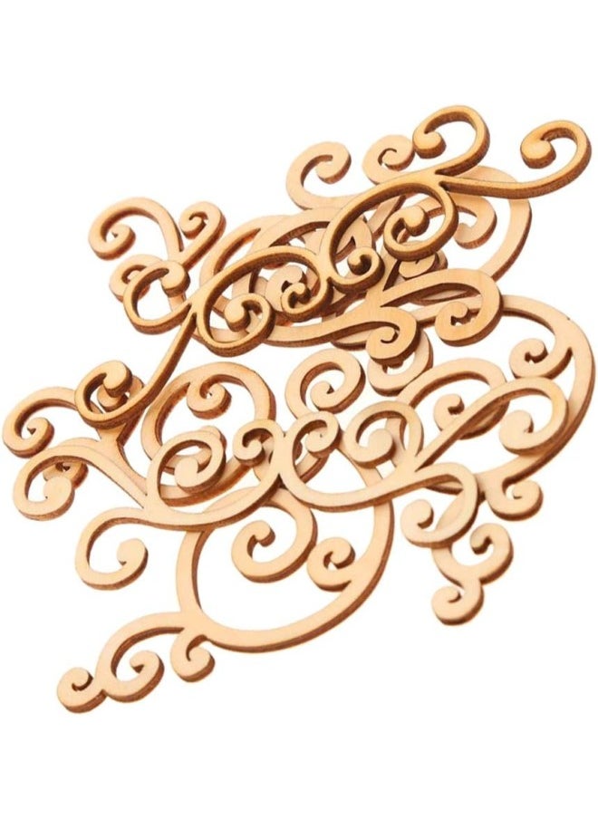 32x Floral Wooden Shape MDF Flourishes Crafting Wood Embellishments Ornaments