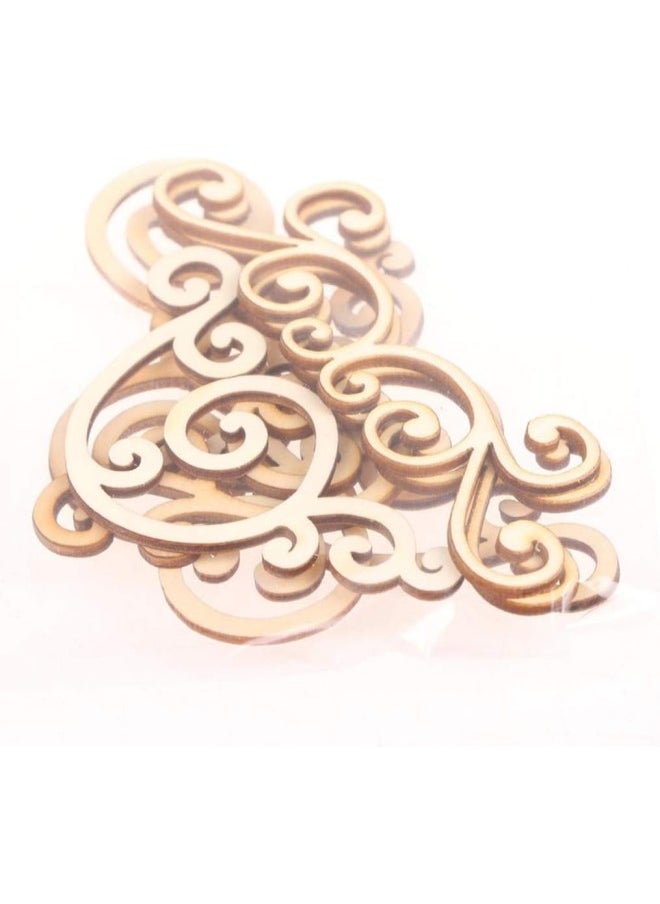 32x Floral Wooden Shape MDF Flourishes Crafting Wood Embellishments Ornaments