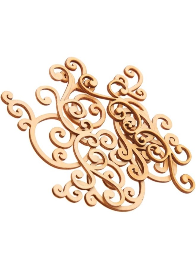 32x Floral Wooden Shape MDF Flourishes Crafting Wood Embellishments Ornaments