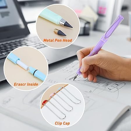 Generic LITTLEMORE Inkless Pencils Eternal Everlasting Pencil Replaceable Head Infinite Pencil Inkless Pen Technology Unlimited Writing Eternal Pencil No Ink with Replaceable Graphite Nib Pencil - Image 3