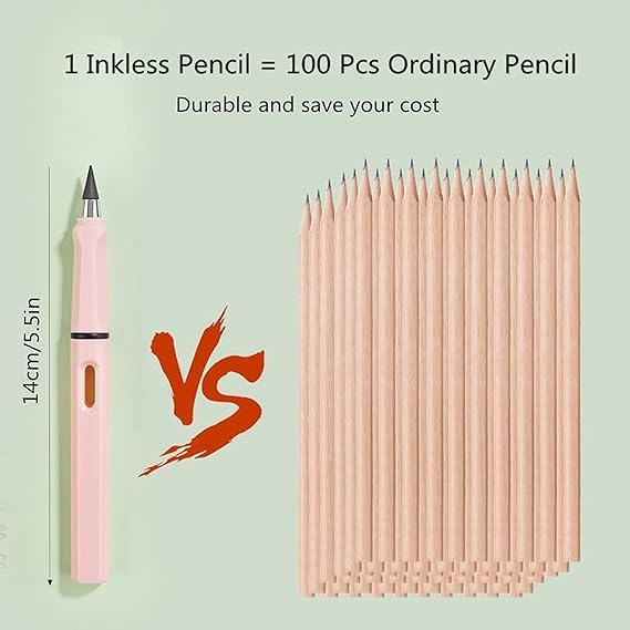Generic LITTLEMORE Inkless Pencils Eternal Everlasting Pencil Replaceable Head Infinite Pencil Inkless Pen Technology Unlimited Writing Eternal Pencil No Ink with Replaceable Graphite Nib Pencil - Image 5