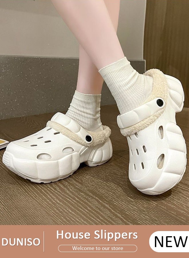 DUNISO House Slippers for Women,Washable Lined Clogs, Fashion Warm Shoes with Thick Sole, Comfortable Home Fuzzy Slippers, Lightweight Non Slip House Shoes For Cozy Indoor Outdoor - Image 1