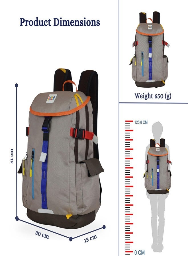 Ligo 18 Inch Ecole Backpack Bags for Boys & Girls | Suitable for 4th to Above Standard Kids (Beige) - Image 3