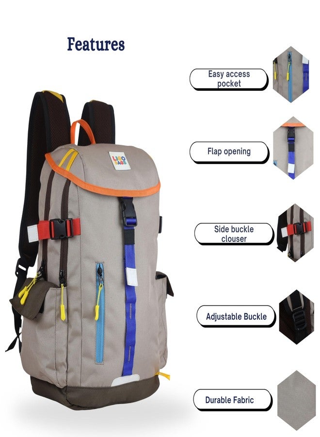 Ligo 18 Inch Ecole Backpack Bags for Boys & Girls | Suitable for 4th to Above Standard Kids (Beige) - Image 4