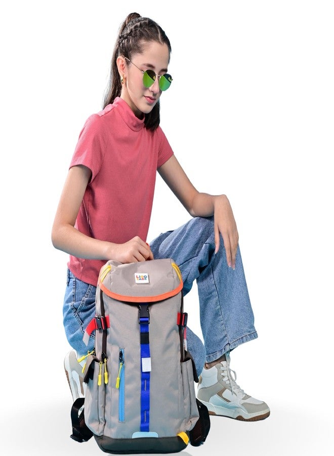 Ligo 18 Inch Ecole Backpack Bags for Boys & Girls | Suitable for 4th to Above Standard Kids (Beige) - Image 2