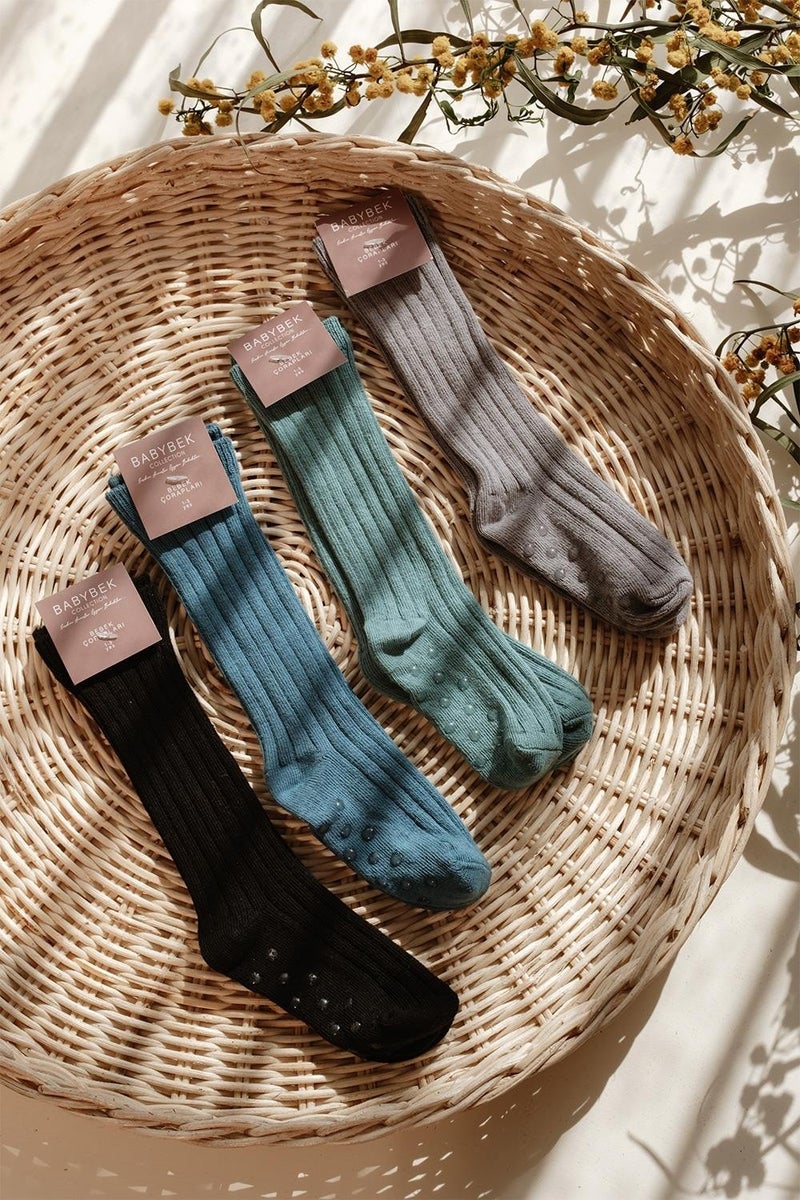 Babybek Collection 4-Piece Knee-Length Cotton Socks Set for Boys (Non-Slip Sole for 1 Year Olds and Up) - Image 1