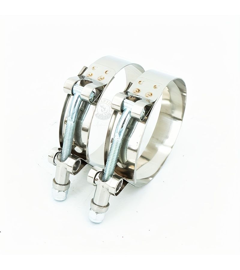 304 Stainless Steel T Bolt Hose Clamps 54 62mm 2 Pcs Radiator Pipe Kit - Image 1