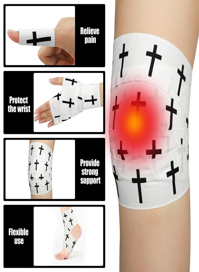 Fairooth - 4 x Christian Cross Bible Verses Black & White Cross Sports Wrist Band for Gymnastics, Tennis, Boxing and Other Sports, Also Used as First to First to - Image 4