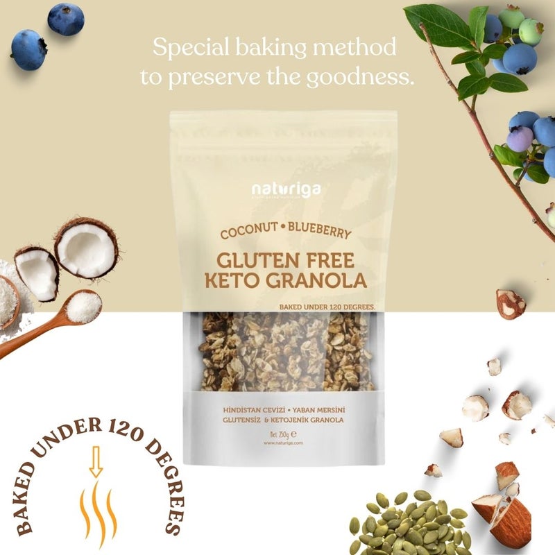 Naturiga Gluten Free Keto Granola / Coconut & Blueberry (250 Gr) - Image 2