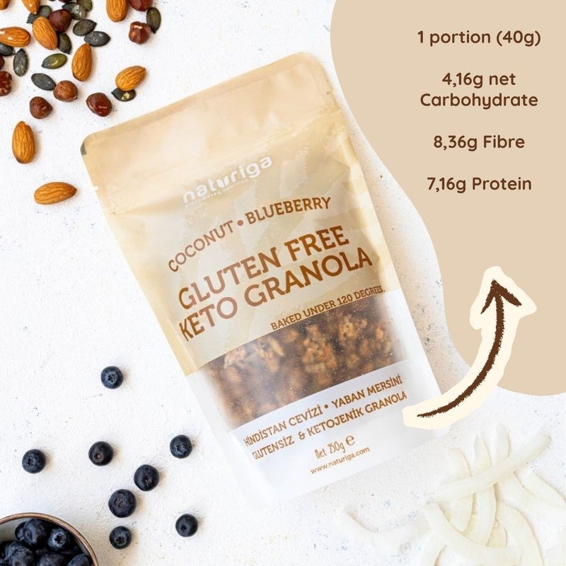 Naturiga Gluten Free Keto Granola / Coconut & Blueberry (250 Gr) - Image 4