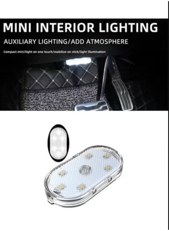 Generic Wireless LED Car Interior Lights, USB Chargeable Ceiling Magnetic Touch Lamp, Hand Reading Light  Door Light For Night Time Illumination (White)  - Image 1