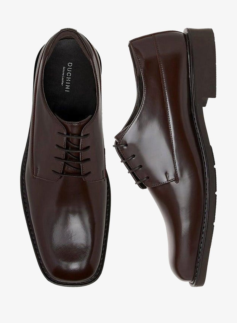 DUCHINI Men's Solid Lace-Up Derby Shoes - Image 1