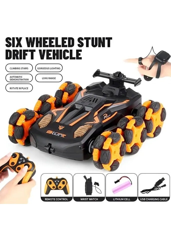 Whynot Six-Wheel Hand Gesture & Remote Control Stunt Car – Rechargeable, Durable & High-Performance RC Toy for Kids 🎮💪🚙  - Image 1