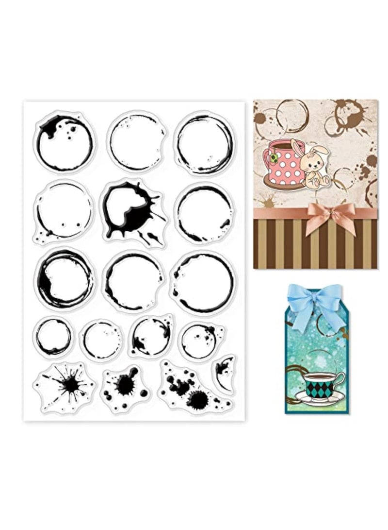 KASTWAVE Clear Stamps, for Card Making Decoration, Tea Stains Clear Stamp, Coffee Stains Background Transparent Silicone Stamp, Spill and Splatter Rubber Stamp, Reusable Silicone Transparent Seals - Image 1