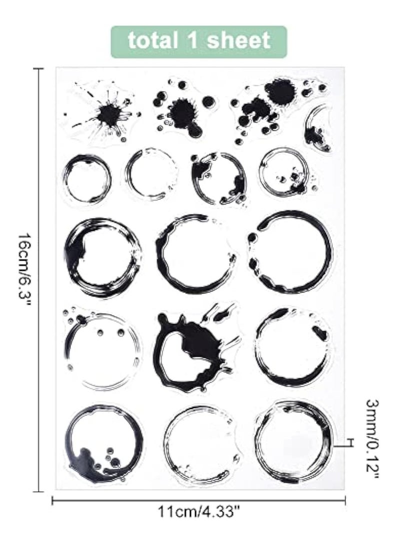 KASTWAVE Clear Stamps, for Card Making Decoration, Tea Stains Clear Stamp, Coffee Stains Background Transparent Silicone Stamp, Spill and Splatter Rubber Stamp, Reusable Silicone Transparent Seals - Image 5