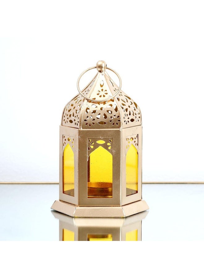 Pan Home فانوس ميلاراي | ذهبي | لمسة نهائية من البودرة | 10 سم طولاً × 9 سم عرضًا × 15 سم ارتفاعًا - Image 2