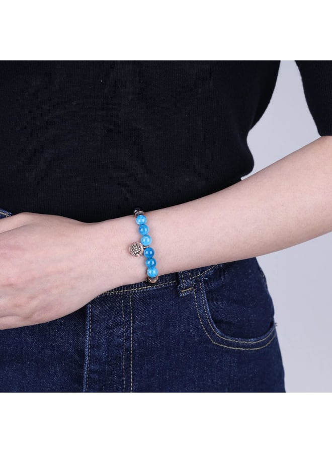 COAI Gift Ideas Healing Stone Bracelet Made of Black Tourmaline Schorl and Apatite with Lotus Charm for Women  - Image 3