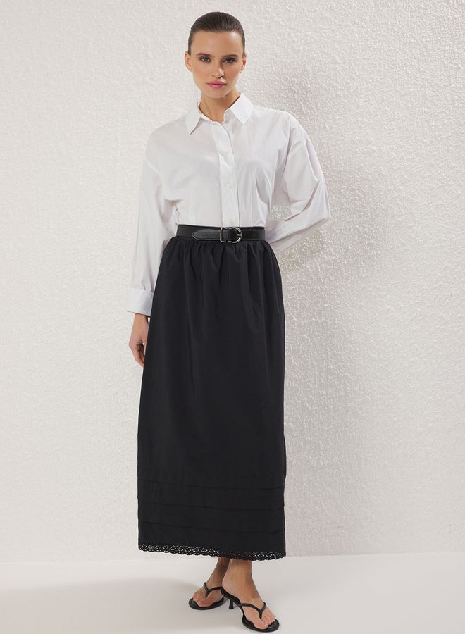 trendyol Black Lace Detailed Woven Skirt - Image 2