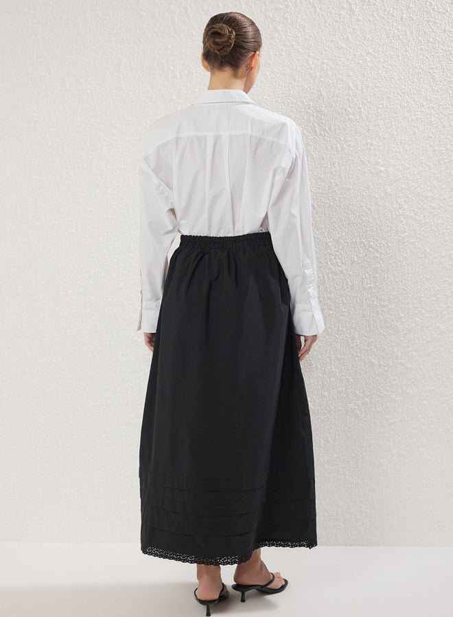 trendyol Black Lace Detailed Woven Skirt - Image 4