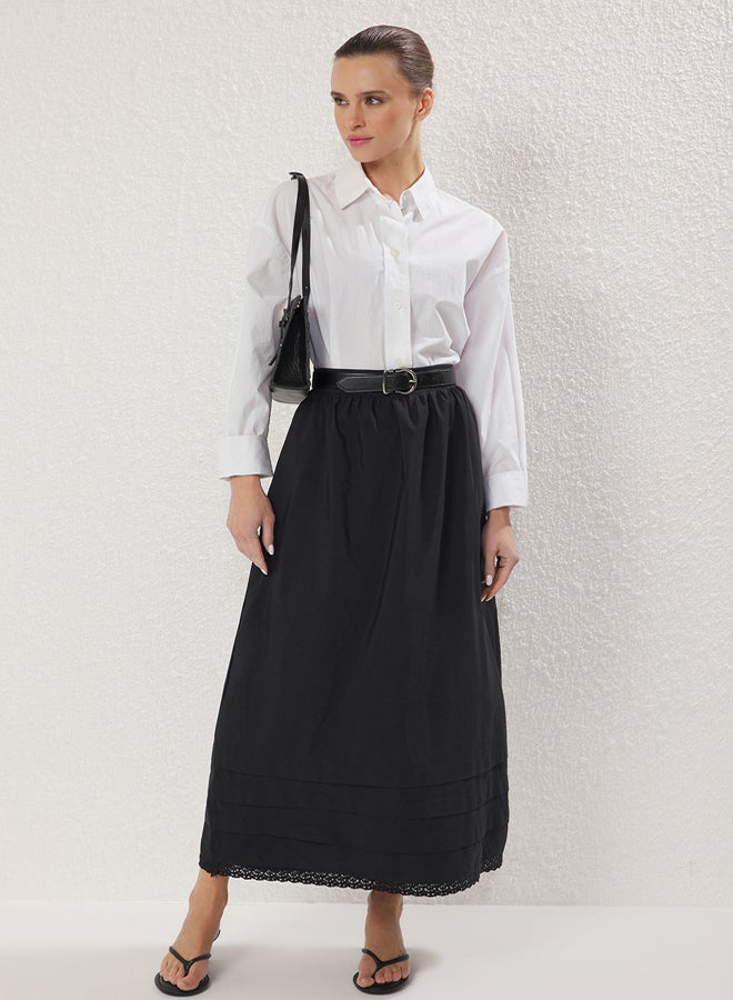 trendyol Black Lace Detailed Woven Skirt - Image 1