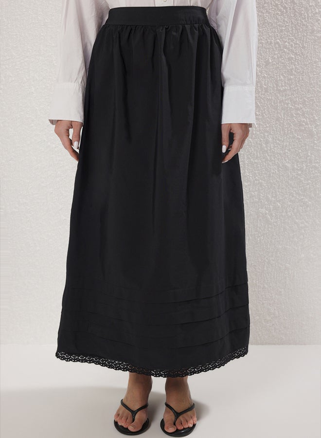 trendyol Black Lace Detailed Woven Skirt - Image 3