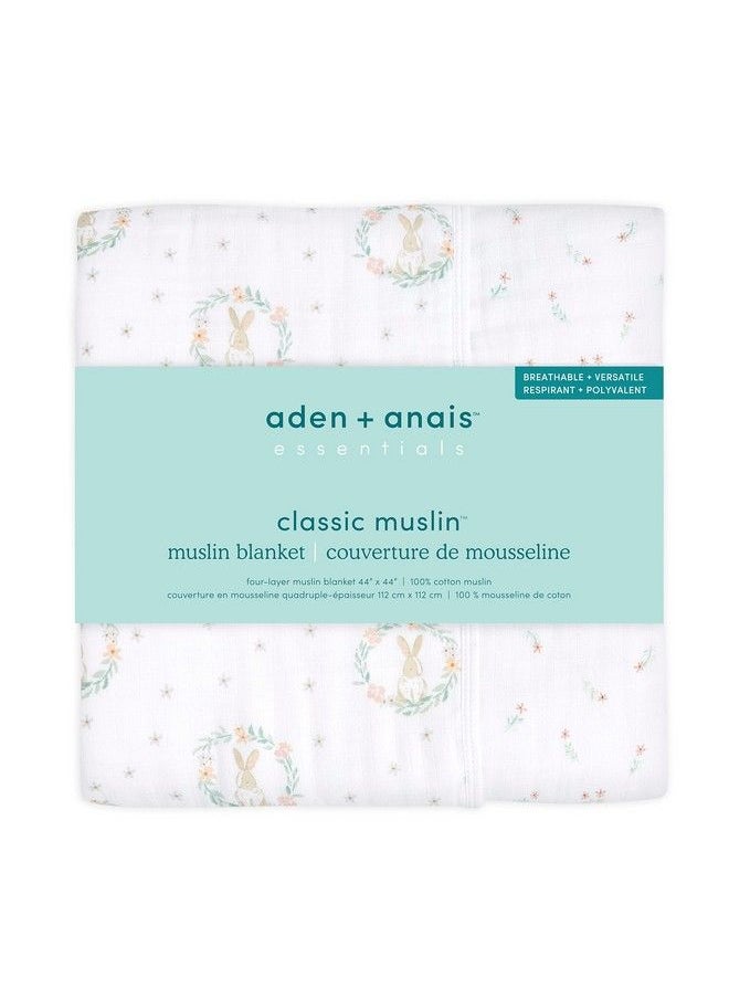 aden + anais Essentials Dream Blanket Muslin Baby Blankets For Girls & Boys Ideal Lightweight Newborn Nursery & Crib Blanket Blushing Bunnies  - Image 3