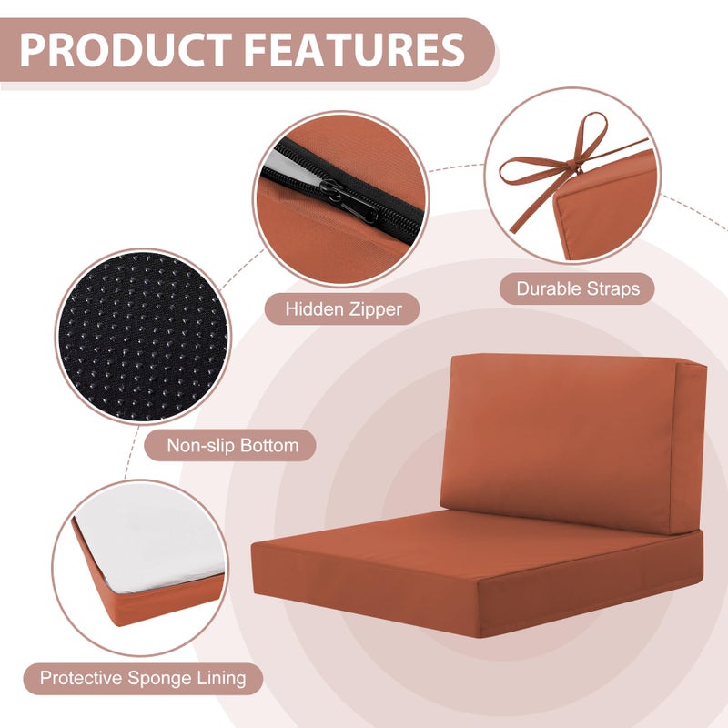 MuaMelop 7-Piece Patio Furniture Cushions Set, Replacement Outdoor Cushions for 4-Seat Patio Sectional, Waterproof & Fade Resistant Deep Seat Cushion for Outdoor Sofa, Spice - Image 5