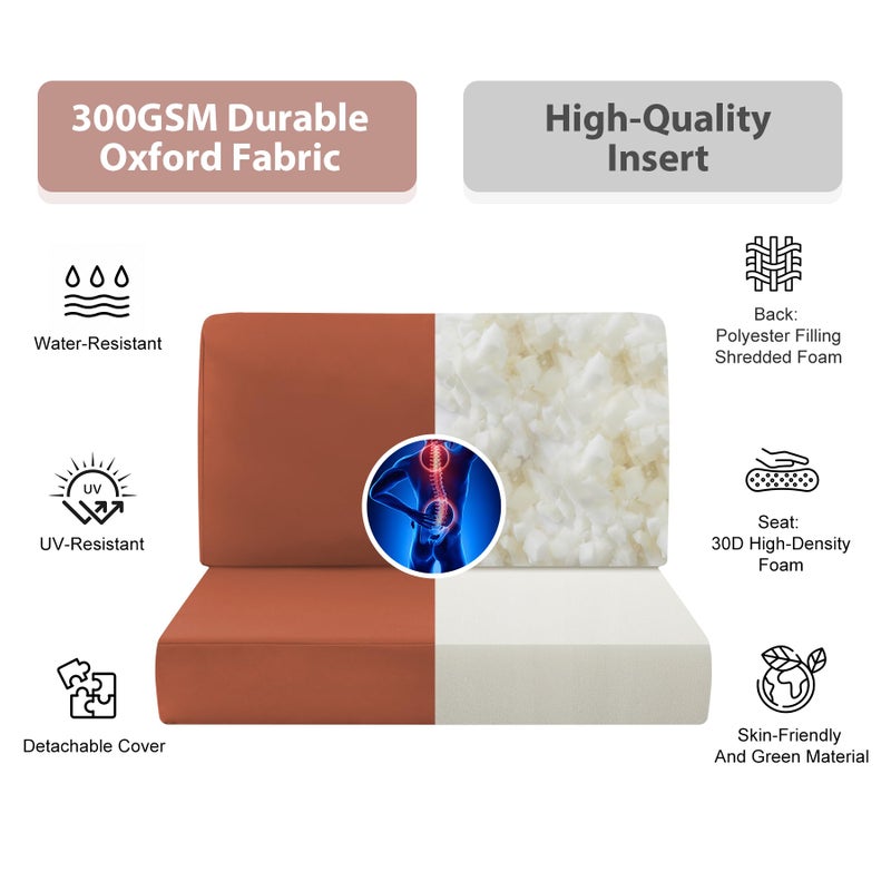 MuaMelop 7-Piece Patio Furniture Cushions Set, Replacement Outdoor Cushions for 4-Seat Patio Sectional, Waterproof & Fade Resistant Deep Seat Cushion for Outdoor Sofa, Spice - Image 4