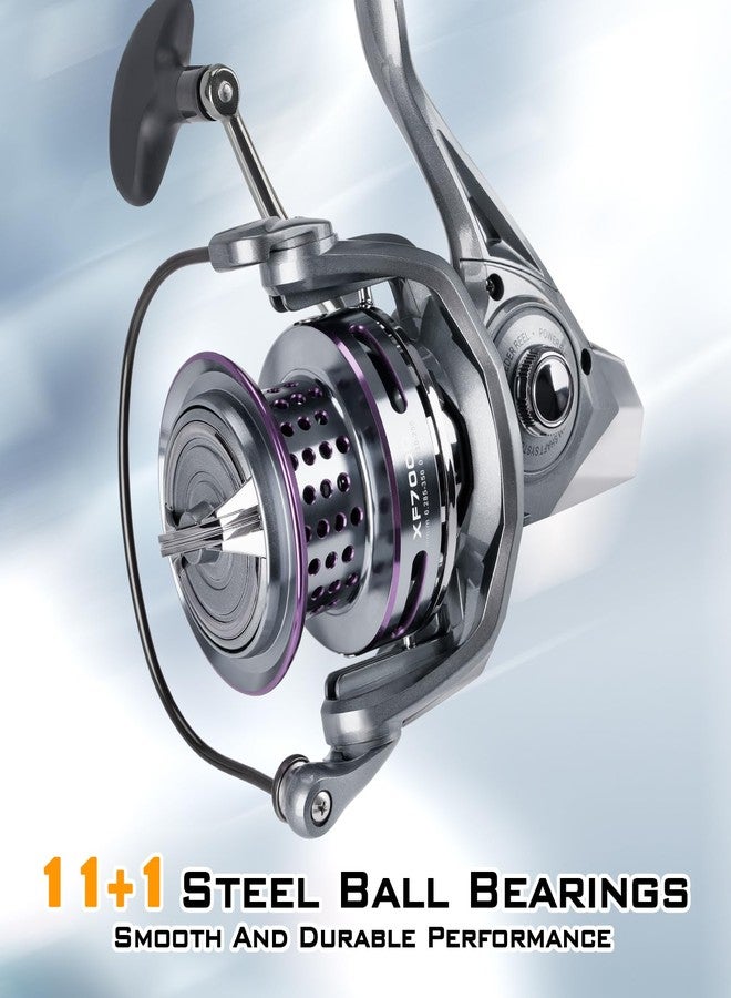 THKFISH بكرة صيد THKFISH 7000 لصيد الأسماك في المياه المالحة، مزودة بـ 11+1 محمل كروي، وقوة سحب قصوى 25 رطلاً، وبكرة متينة فائقة السلاسة مع بكرة من الألومنيوم المصنّع بتقنية CNC لرمي الخيط لمسافات طويلة. - Image 2