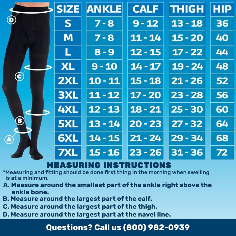 ABSOLUTE SUPPORT Opaque Compression Pantyhose for Men Circulation 20-30mmHg - A234 - Image 2