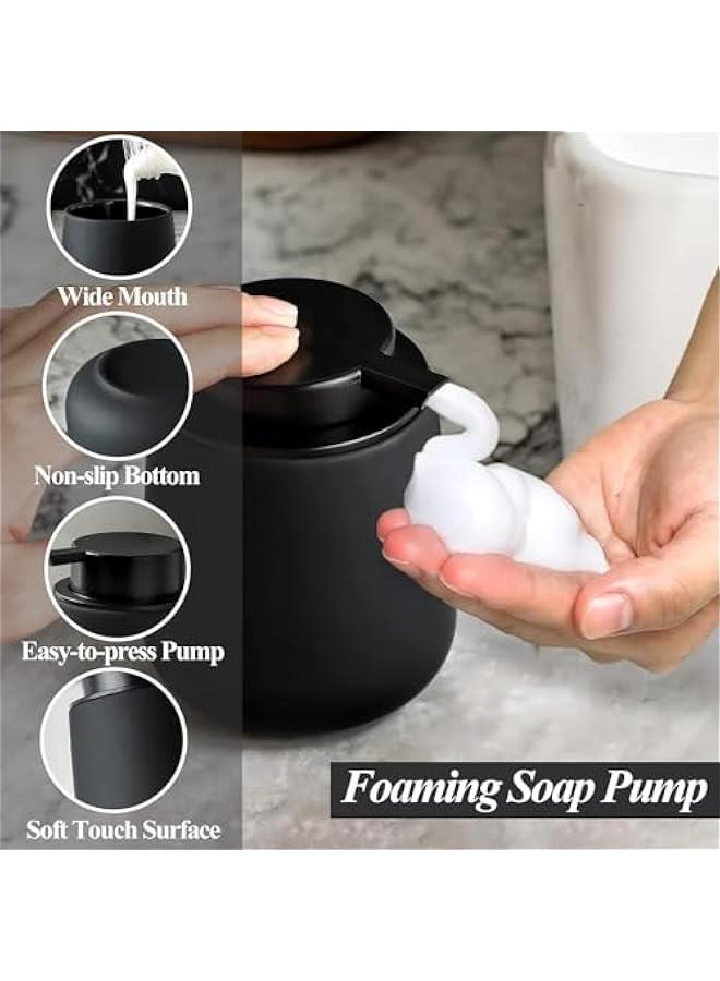 تراسل موزع صابون سيراميك مع موزع غسول يدوي سهل الضغط بمضخة سهلة الضغط لشامبو الحمام المطبخ - Image 3