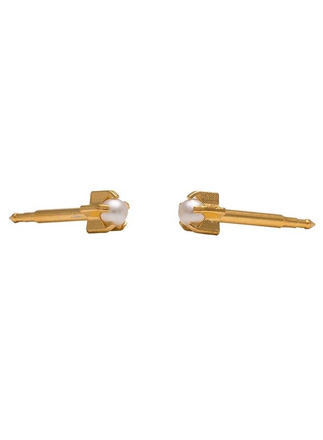 Studex 3MM White Pearl 24K Pure Gold Plated Ear Studs - Image 3