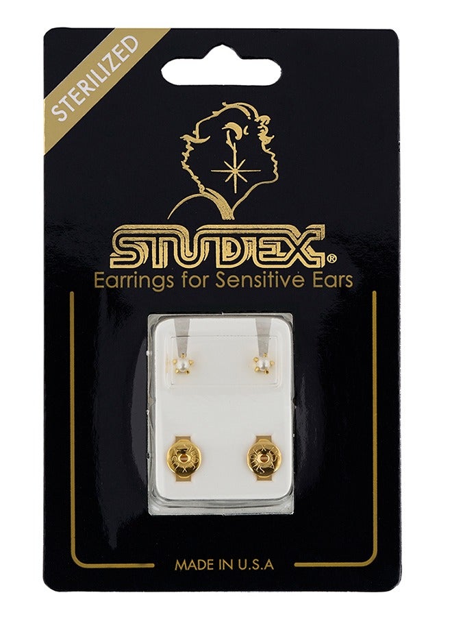 Studex 3MM White Pearl 24K Pure Gold Plated Ear Studs - Image 4