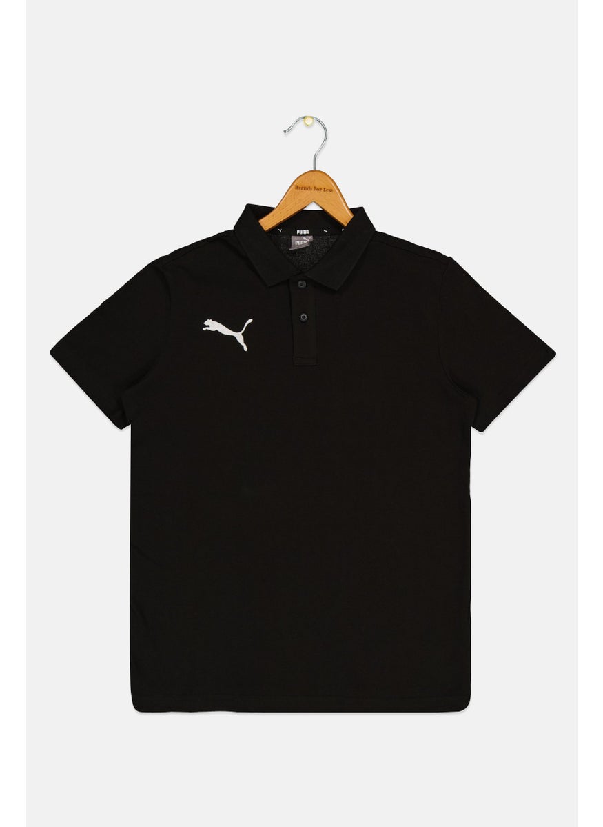 PUMA Kids Boy Embroidered Logo Short Sleeve Outdoor Polo Shirt, Black  - Image 1