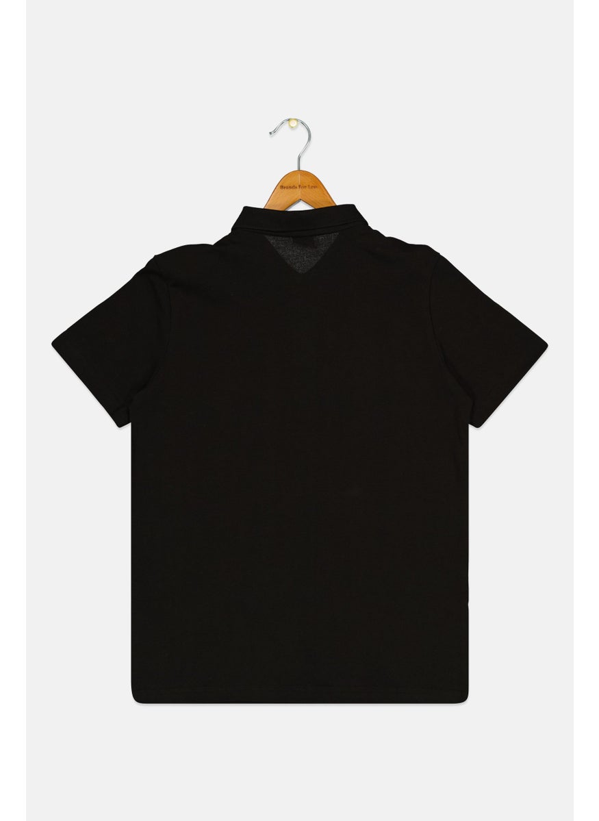 PUMA Kids Boy Embroidered Logo Short Sleeve Outdoor Polo Shirt, Black  - Image 2