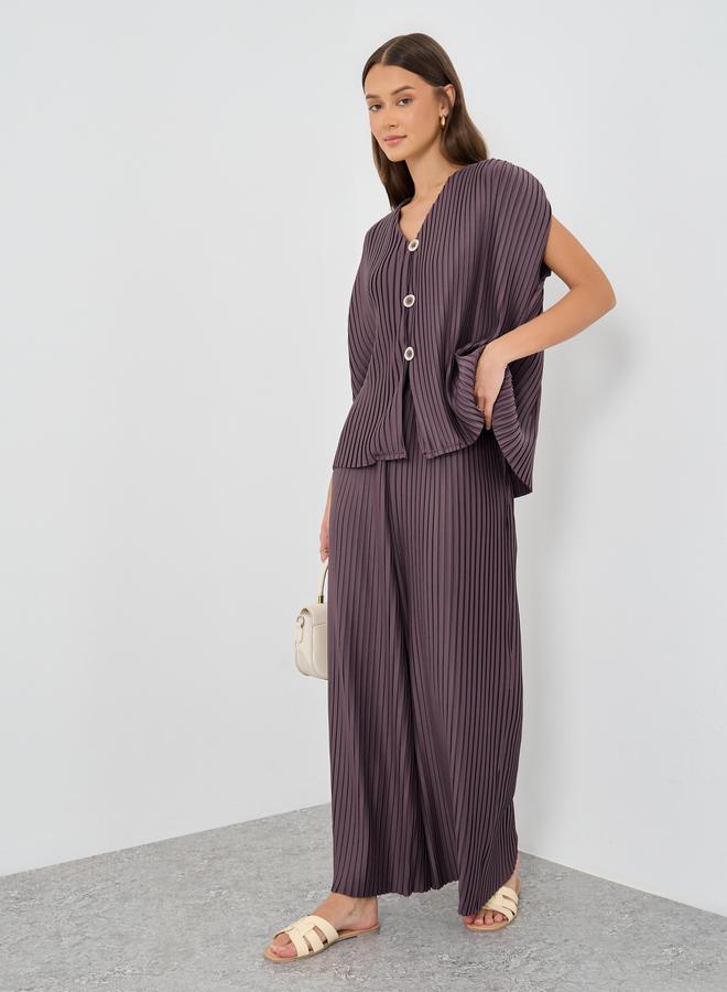 Styli Styli Pleated V-Neck Buttoned Waistcoat  - Image 2