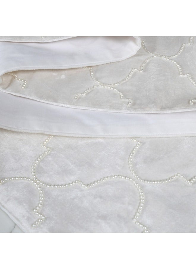 homes r us - Arabesque Velvet Runner, Cream – 40X180 Cm - Image 1