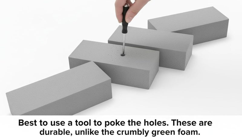 Xcel Floral Foam Blocks - Reusable, Weather Resistant Craft Foam Fresh & Artificial Flower Arrangements, Faux Florist Foam Planters Florist Supplies (Gray 9" x 3" x 3" - 4 Pack) - Image 2