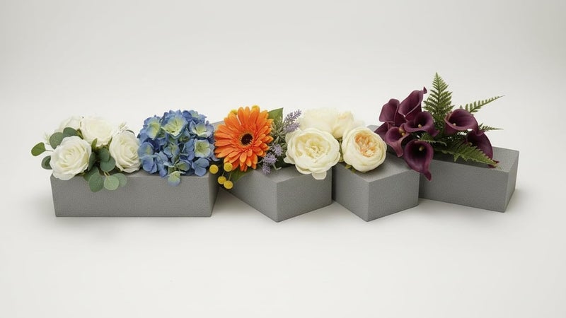Xcel Floral Foam Blocks - Reusable, Weather Resistant Craft Foam Fresh & Artificial Flower Arrangements, Faux Florist Foam Planters Florist Supplies (Gray 9" x 3" x 3" - 4 Pack) - Image 1