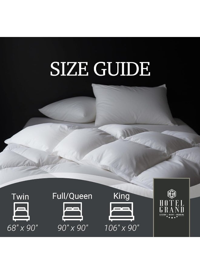 Hotel Grand Luxury White Goose Feather Down Fiber Comforter Full Queen Size, 100% Cotton All Season Duvet Insert Queen, Medium Warmth Bedding Comforter with 8 Corner Loops, White 90x90 Inch  - Image 5