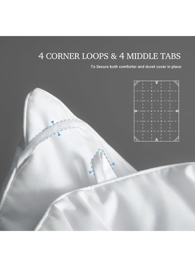 Hotel Grand Luxury White Goose Feather Down Fiber Comforter Full Queen Size, 100% Cotton All Season Duvet Insert Queen, Medium Warmth Bedding Comforter with 8 Corner Loops, White 90x90 Inch  - Image 4