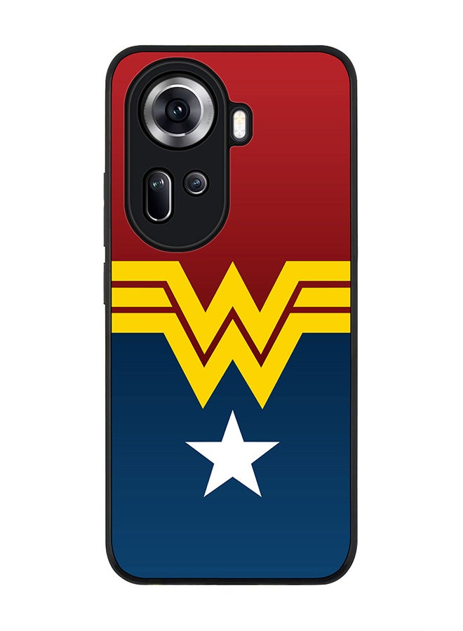 Stylizedd Rugged Black Edge Case for Oppo Reno11, Slim fit Soft Case Flexible Rubber Edges Anti Drop TPU Gel Thin Cover -  Wonder Woman  - Image 1