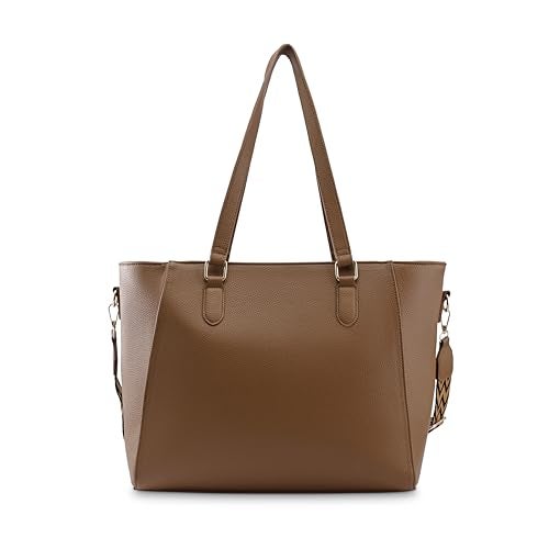 Fastrack 15" Laptop Tote | Faux-Leather Women's Handbags | 15" Laptop Tote for Workwear and College, Brown - Image 5