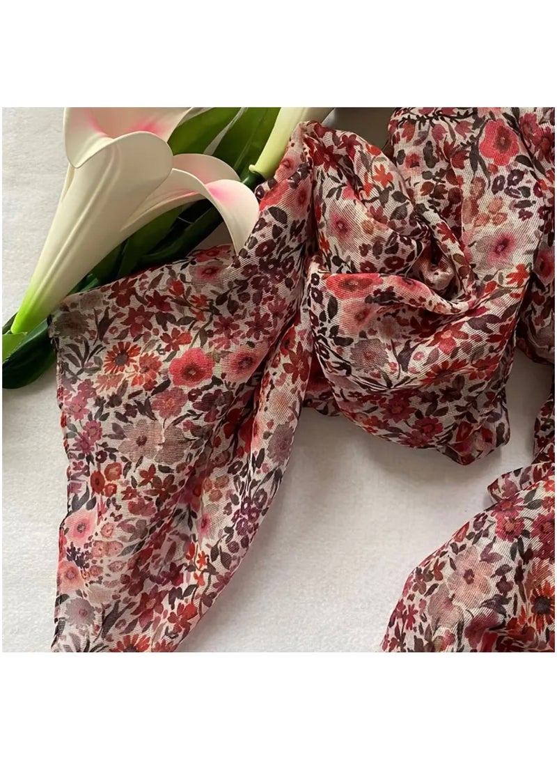 جست كواليتي وشاح نسائي أنيق بنقشة زهور - قماش بوليستر، مناسب للخريف/الشتاء، مثالي للتنزه والديكور - Image 3