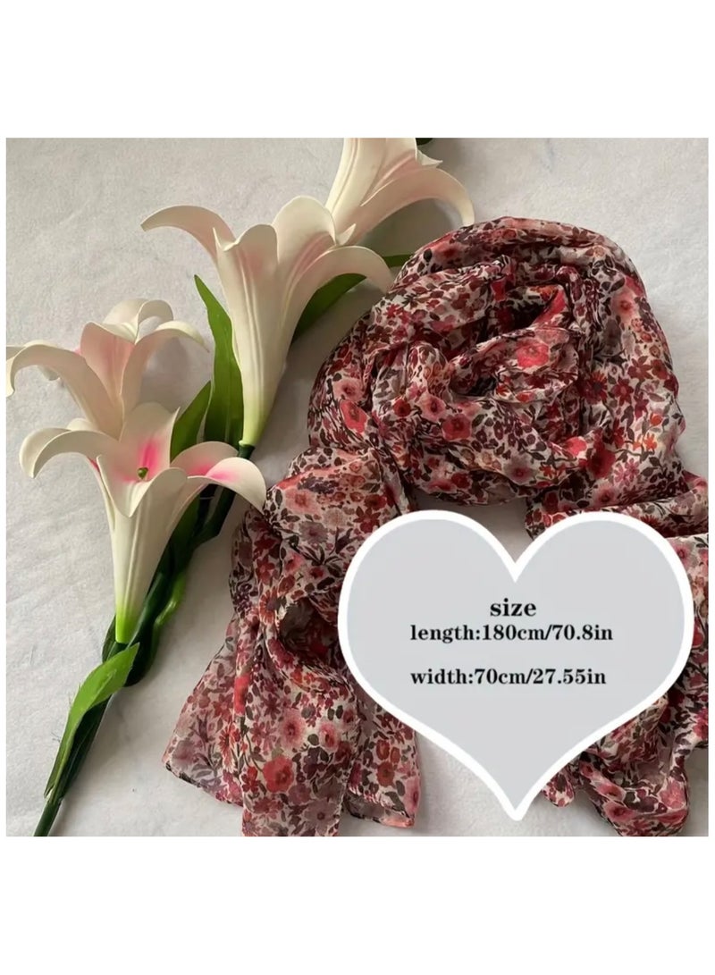 جست كواليتي وشاح نسائي أنيق بنقشة زهور - قماش بوليستر، مناسب للخريف/الشتاء، مثالي للتنزه والديكور - Image 4