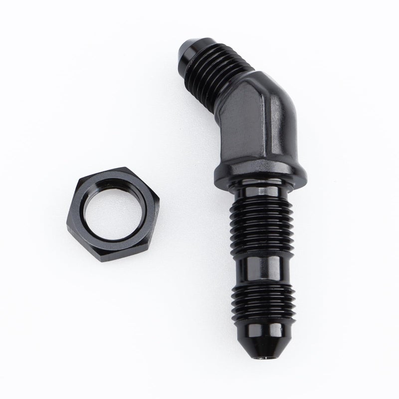 AC PERFORMANCE 3 AN Male Flare 45 Degree Bulkhead Fitting Adapter Aluminum Black with AN3 Nut