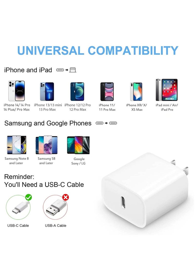 Generic - iPhone Fast Charger Block 【2 Pack】 20W USB C Wall Charger PD Adapter Compatible with iPhone 14//14 Pro/14 Pro Max/14 Plus/13/12/11/Xs Max/XR/X/SE, iPad Pro/Mini, Galaxy, Google Pixel 5/4/3 and More - Image 1